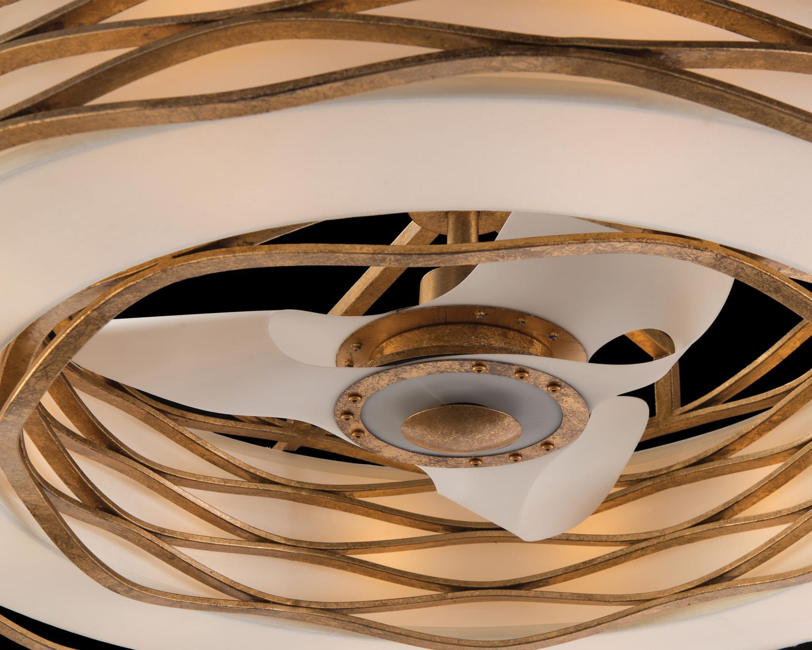John Richard Ribbons of Gold Twelve-Light Pendant with Fan official image 3