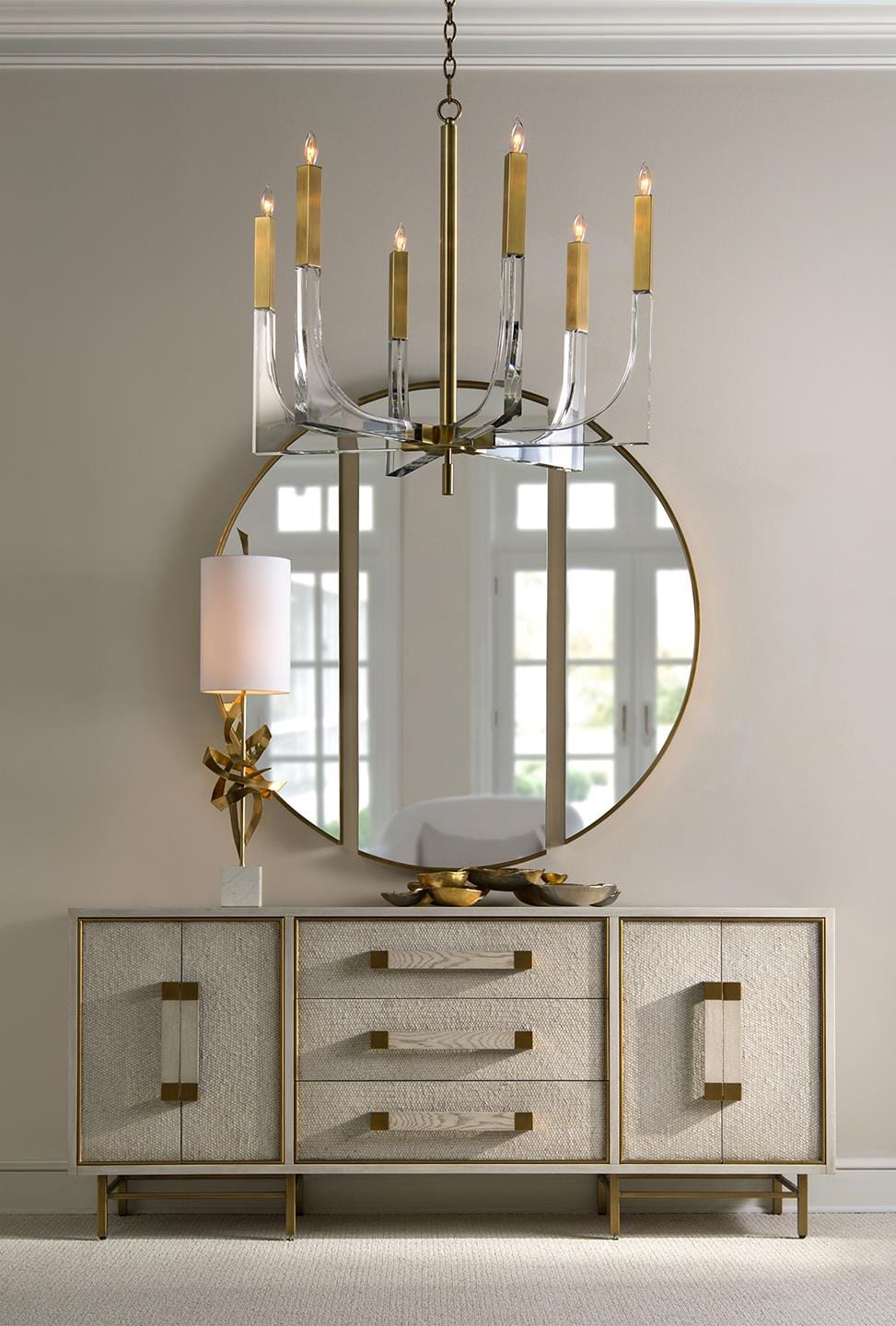 John Richard Acrylic and Brass Six-Light Chandelier official image 8