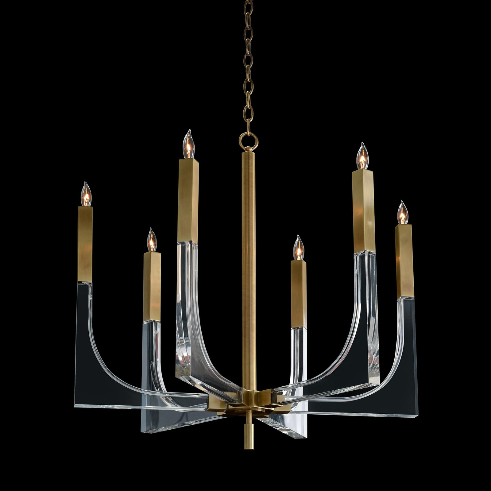 John Richard Acrylic And Brass Six-Light Chandelier official image 1