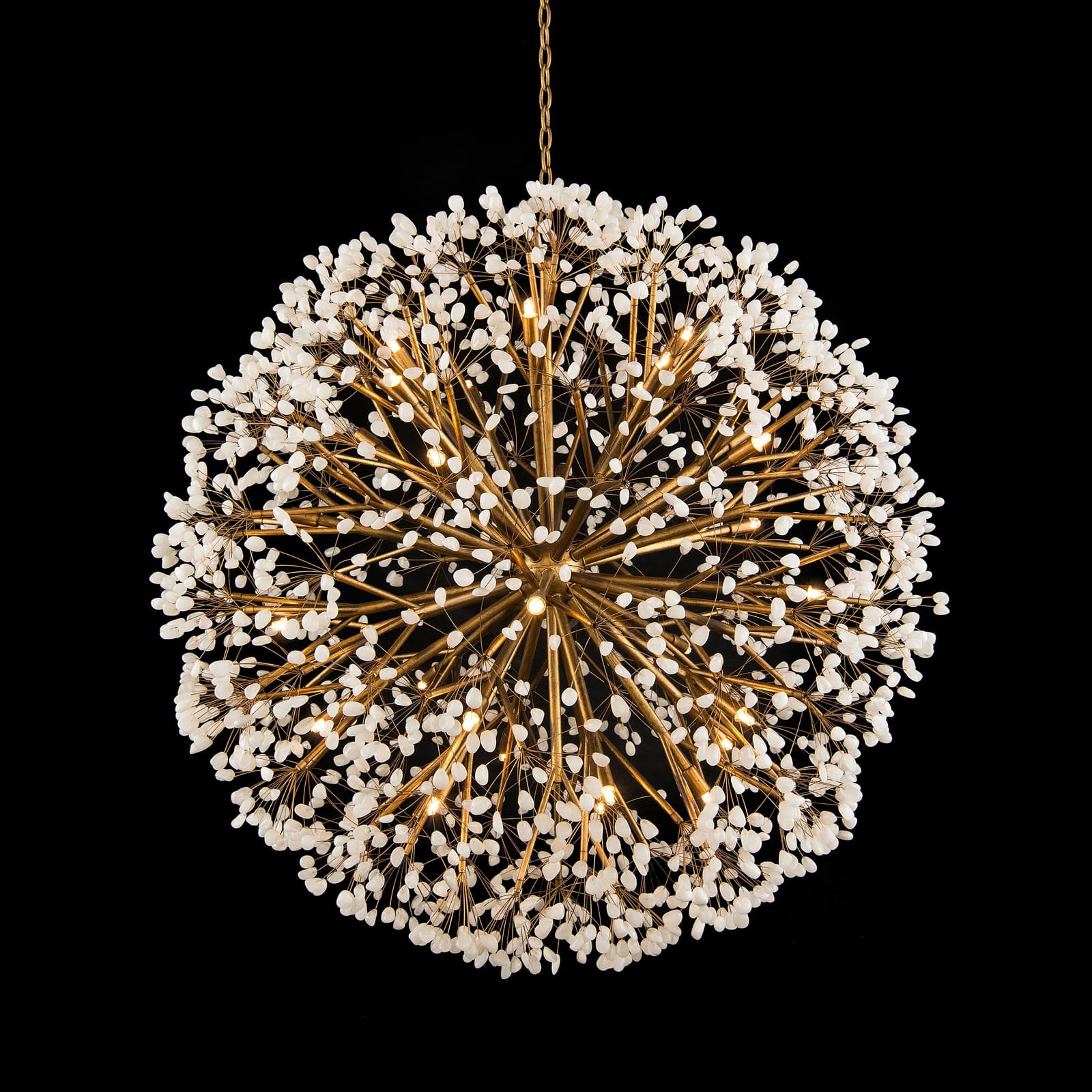 John Richard Spherical Thirty-Light Stone, Quartz Chandelier official image 1