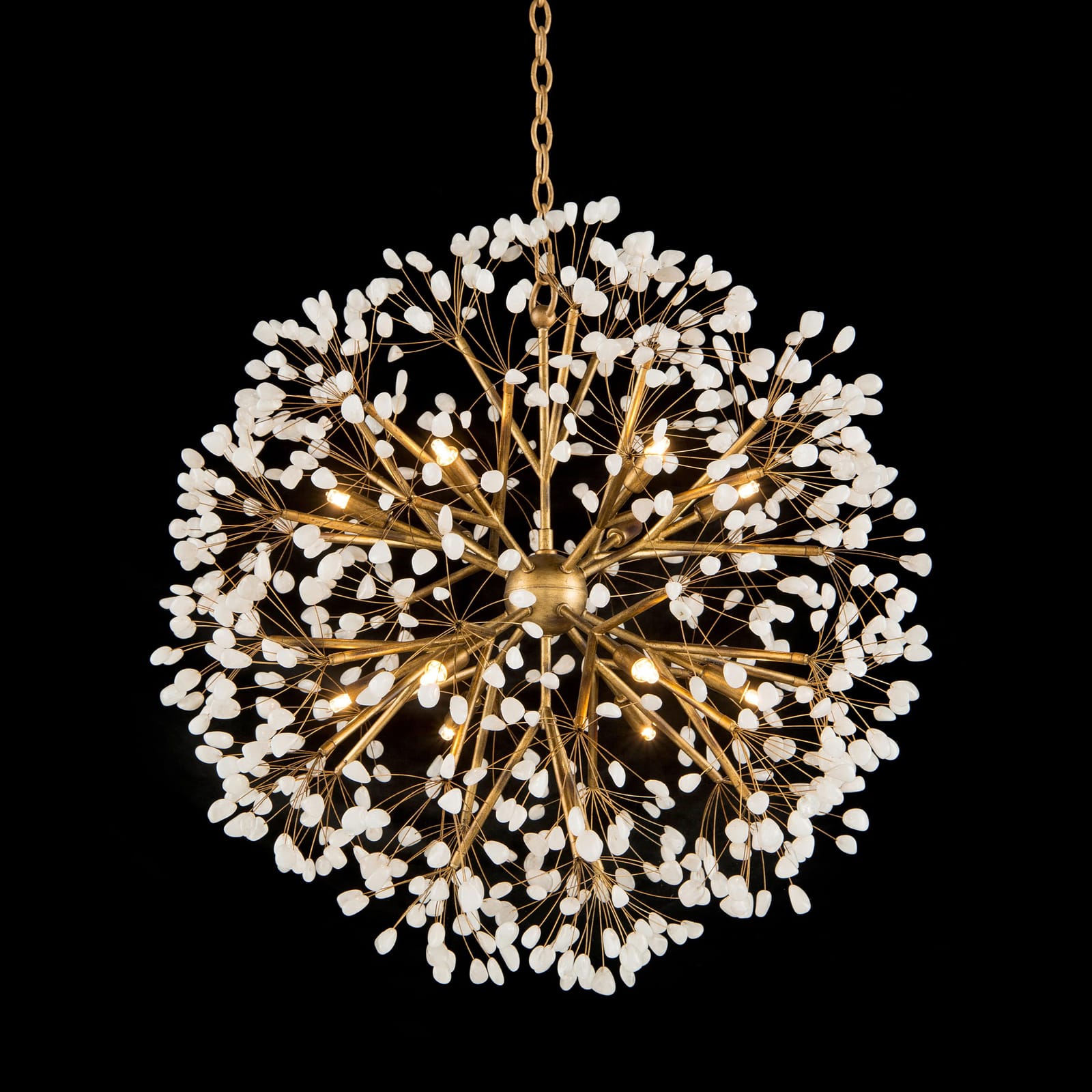 John Richard Spherical Twelve-Light Stone, Quartz Chandelier official image 1