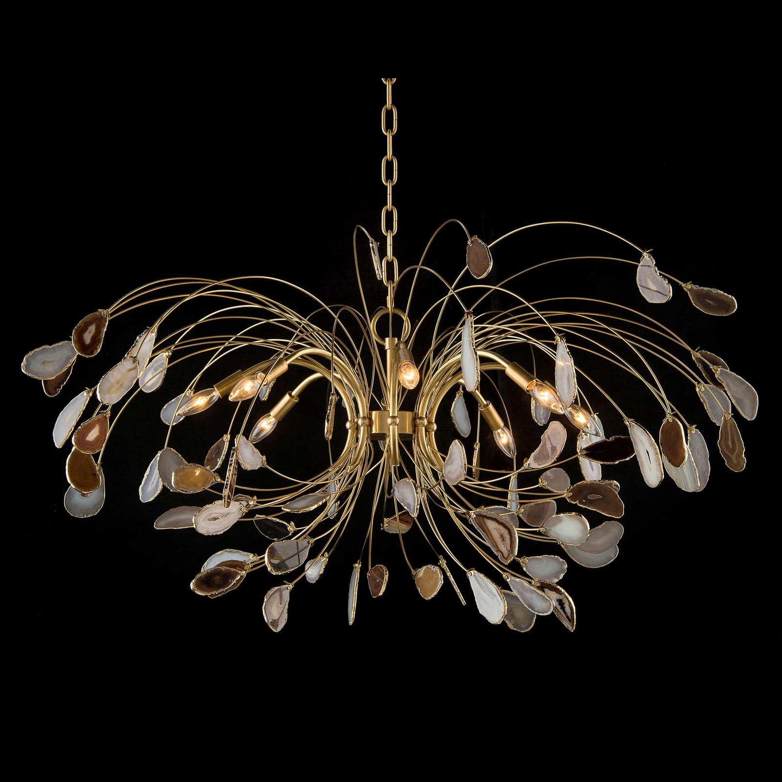 John Richard Agate And Brass Eight-Light Chandelier official image 1