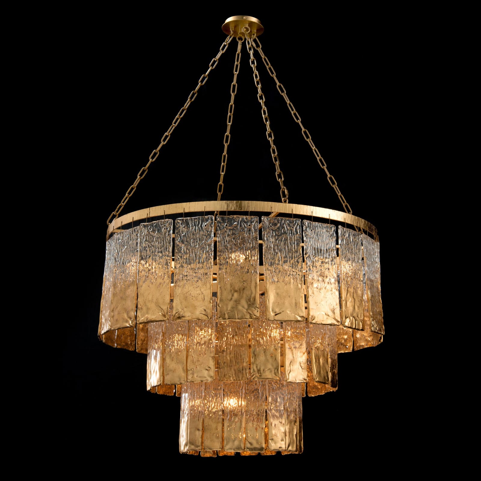 John Richard Twilight Sixteen-Light Slumped Glass Chandelier, Gold official image 1