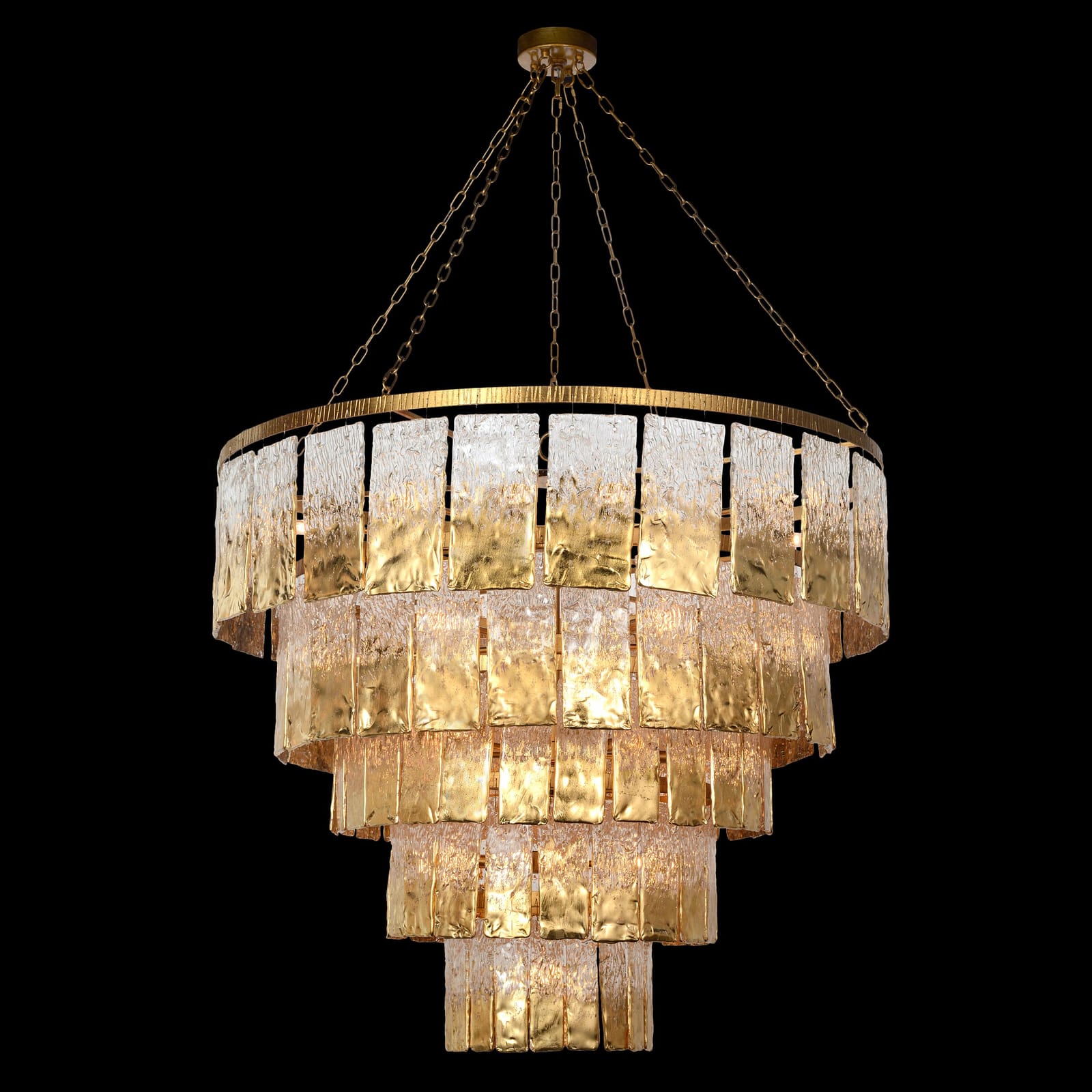 John Richard Twilight Twenty-Four-Light Slumped Glass Chandelier, Gold official image 1