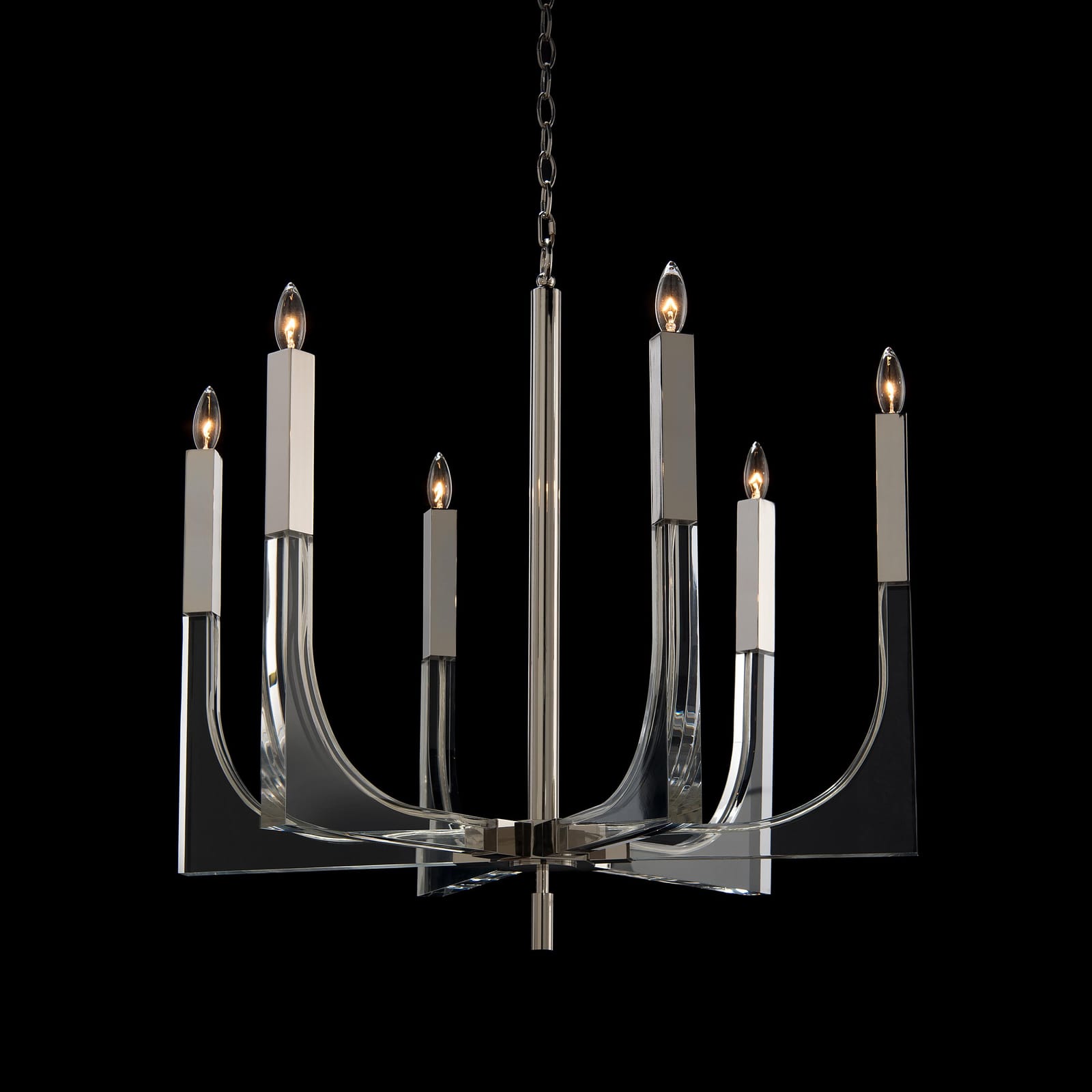 John Richard Acrylic And Nickel Six-Light Chandelier official image 1