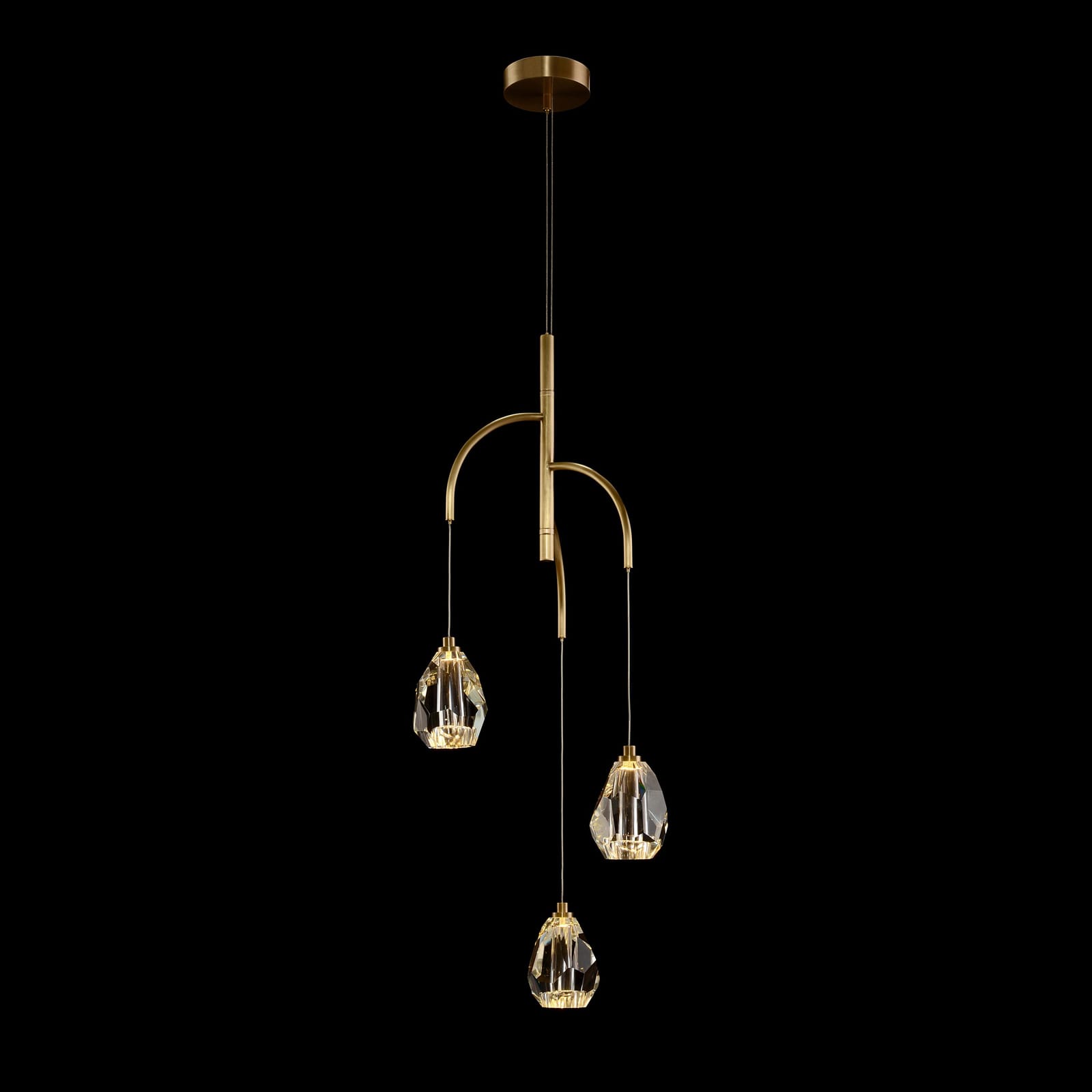 John Richard Faceted Chunk Crystal Three-Light Chandelier official image 1