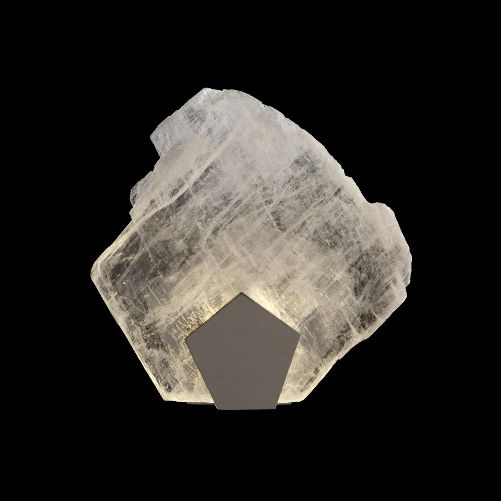 John Richard Moonlight Sonata: Selenite Pane Single-Light Wall Sconce In Polished Stainless Steel Finish official image 1