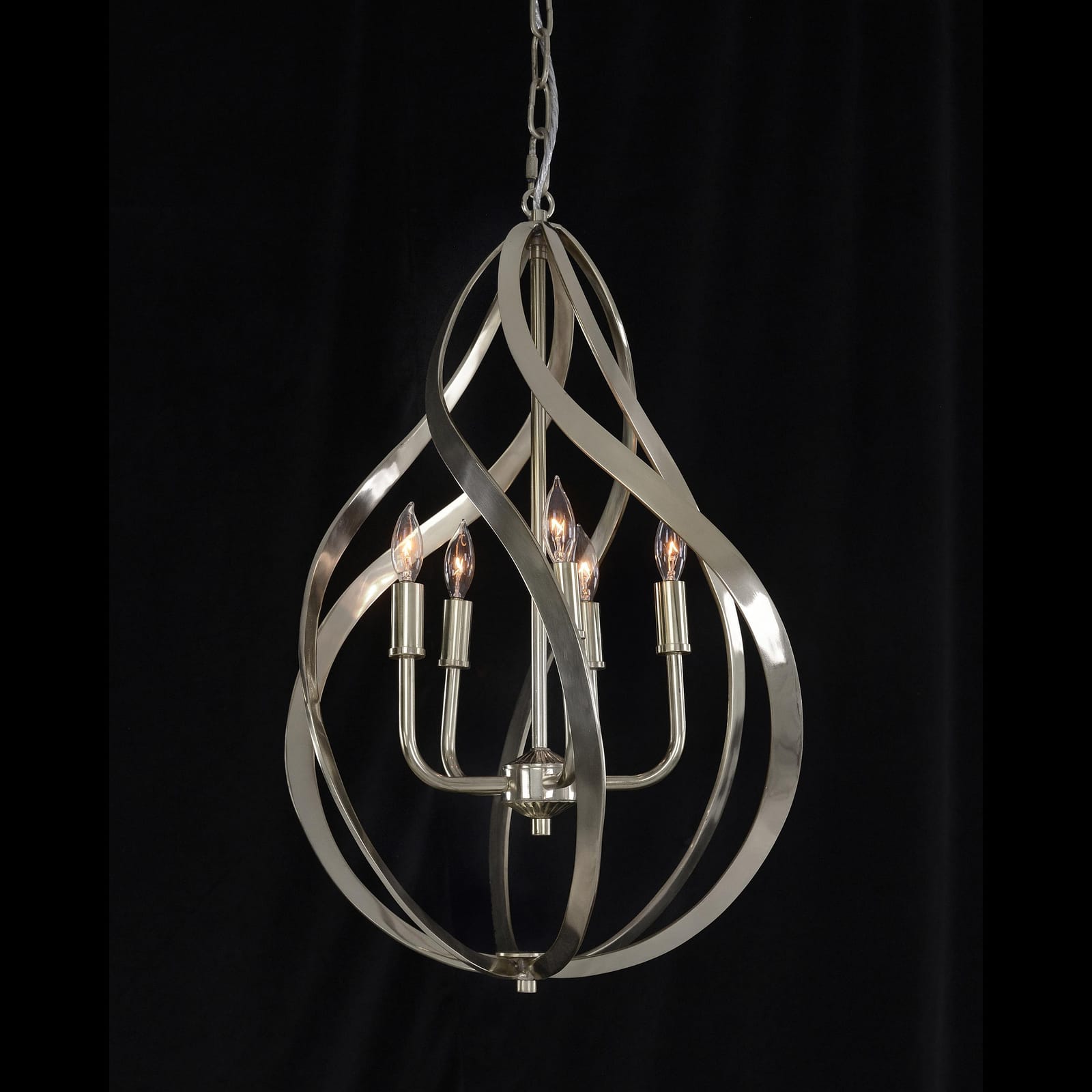John Richard Ribbons Of Nickel Swirls Five-Light Pendant official image 1