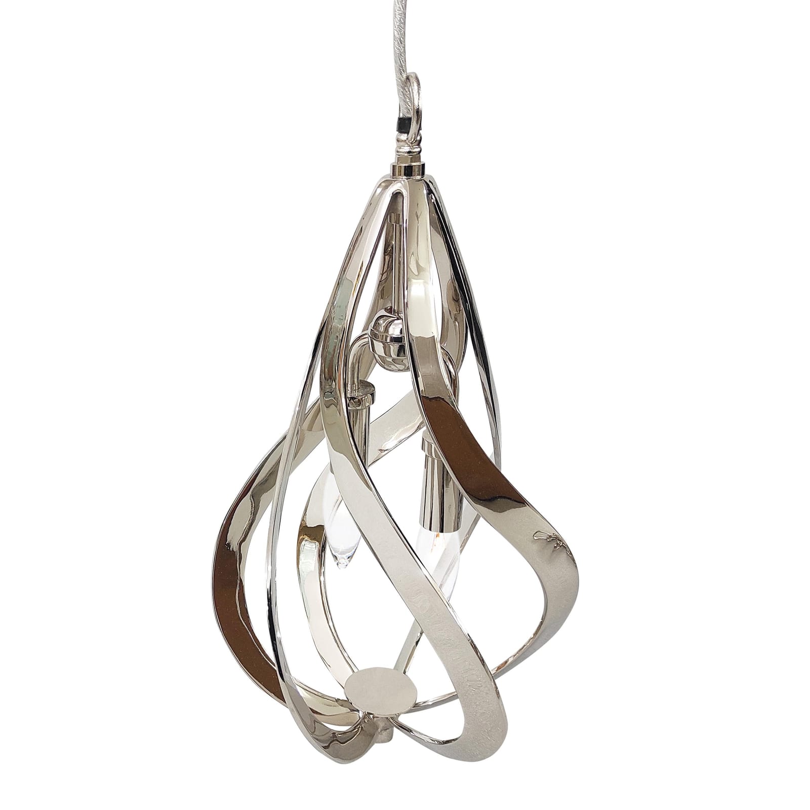 John Richard Ribbons of Polished Nickel Two-Light Pendant official image 1