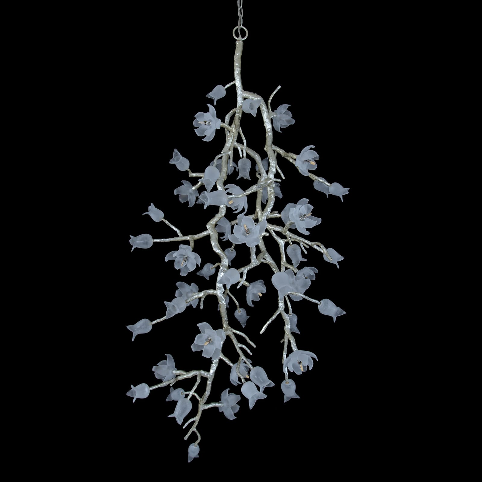 John Richard Churippu Magnolia & Tulip Glass Silver Leaf Vertical Twenty-One Light Chandelier official image 2