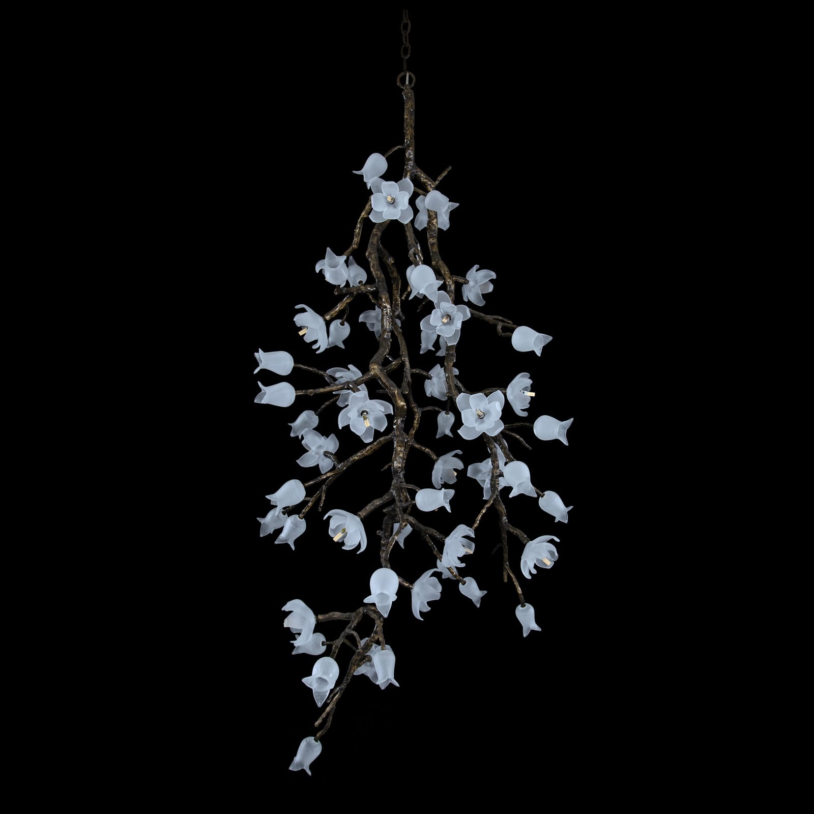 John Richard Churippu Magnolia & Tulip Glass Bronze Vertical Twenty-One Light Chandelier official image 2