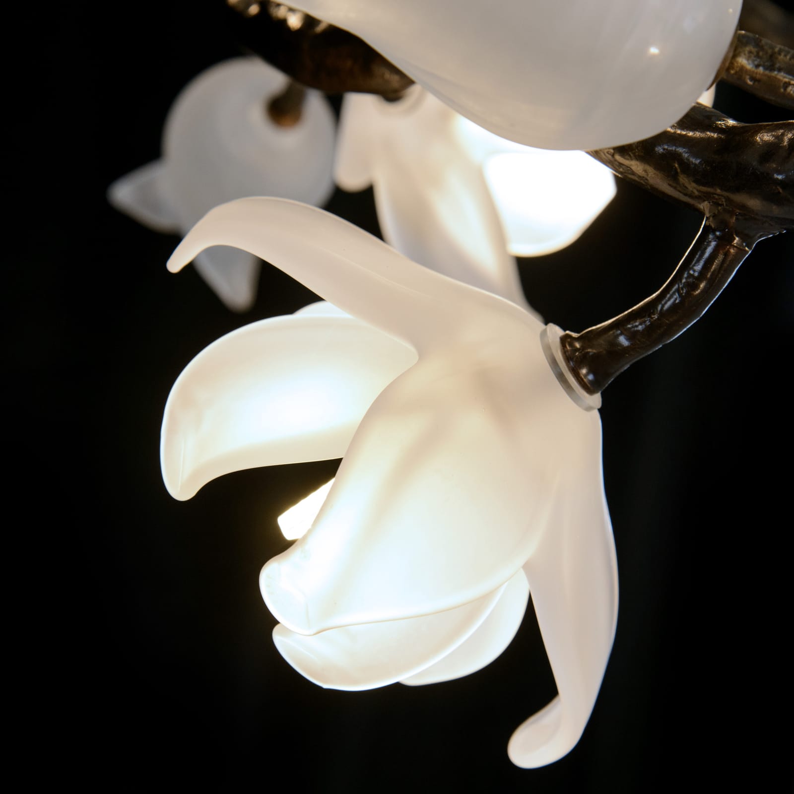 John Richard Churippu Magnolia & Tulip Glass Bronze Vertical Twenty-One Light Chandelier official image 4