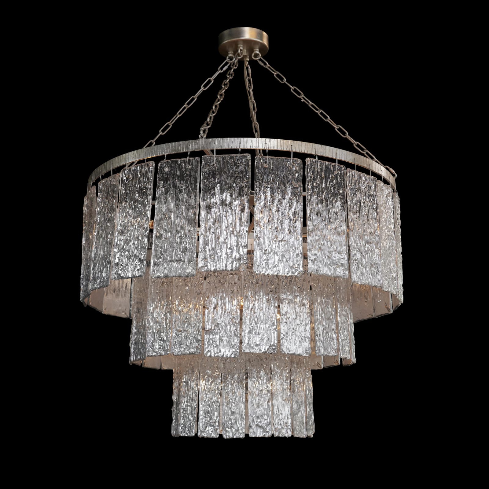 John Richard Twilight Sixteen-Light Slumped Glass Chandelier, Silver official image 1