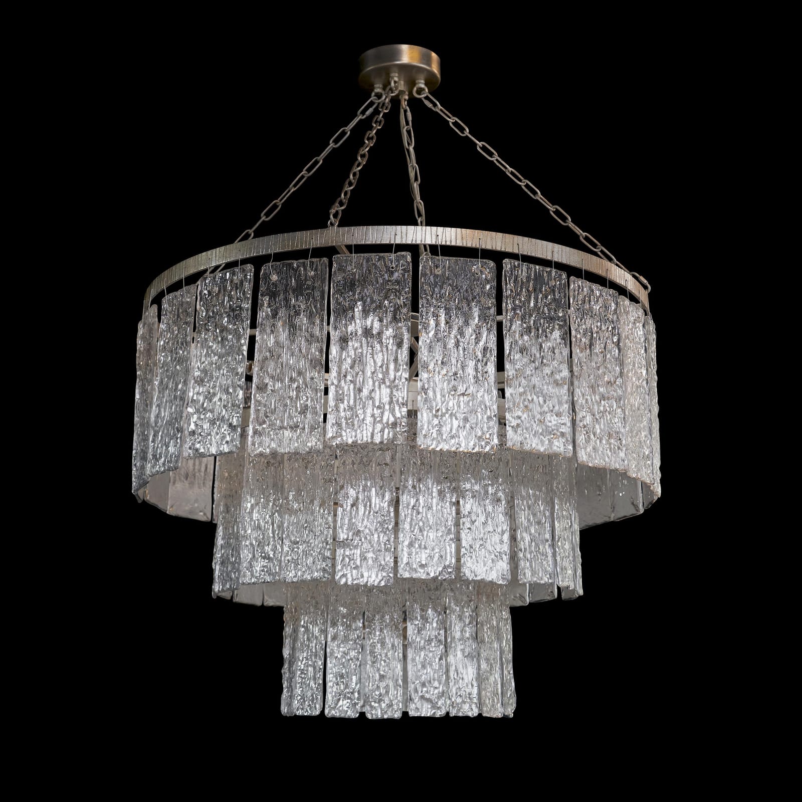John Richard Twilight Sixteen-Light Slumped Glass Chandelier, Silver official image 2