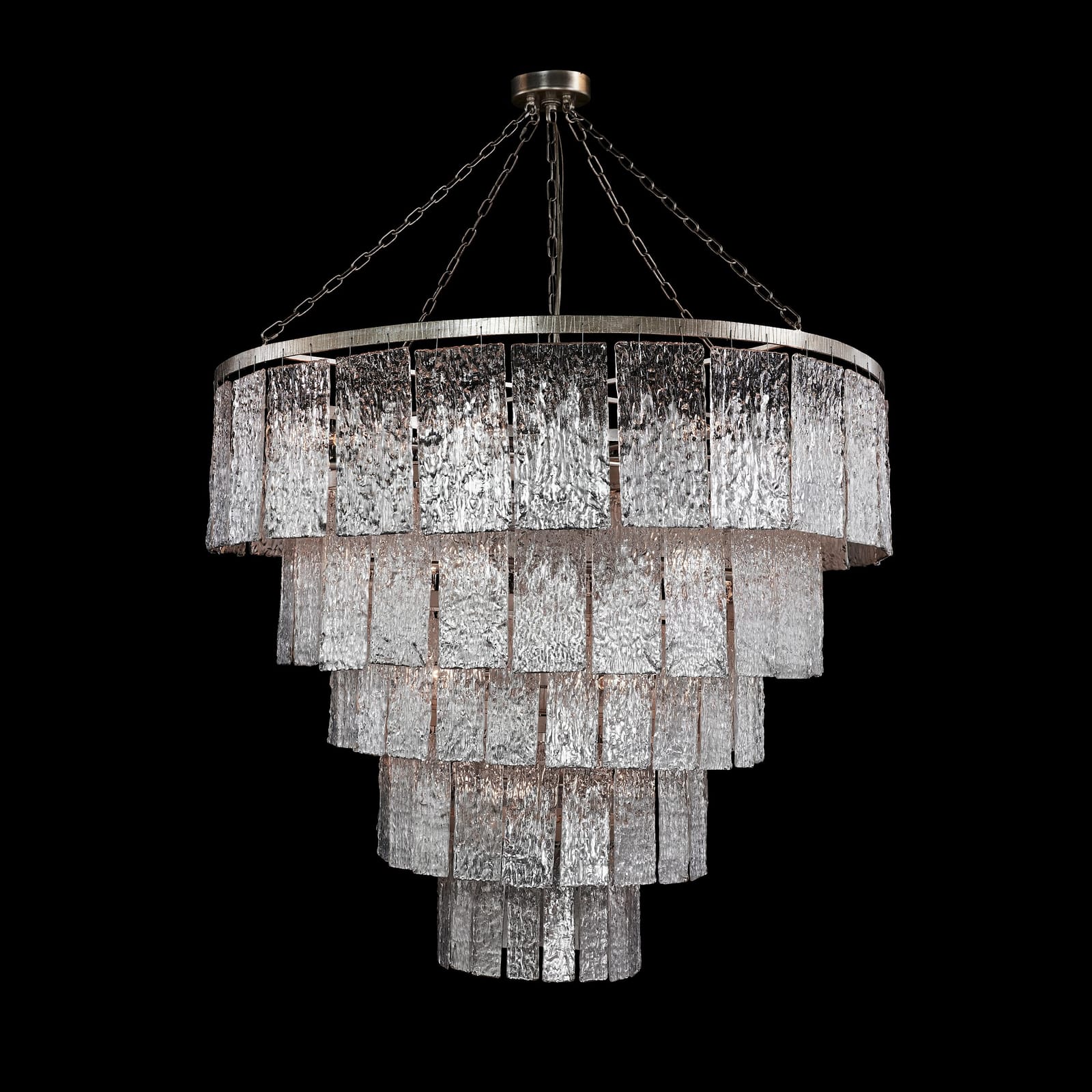 John Richard Twilight Twenty-Four-Light Slumped Glass Chandelier, Silver official image 1
