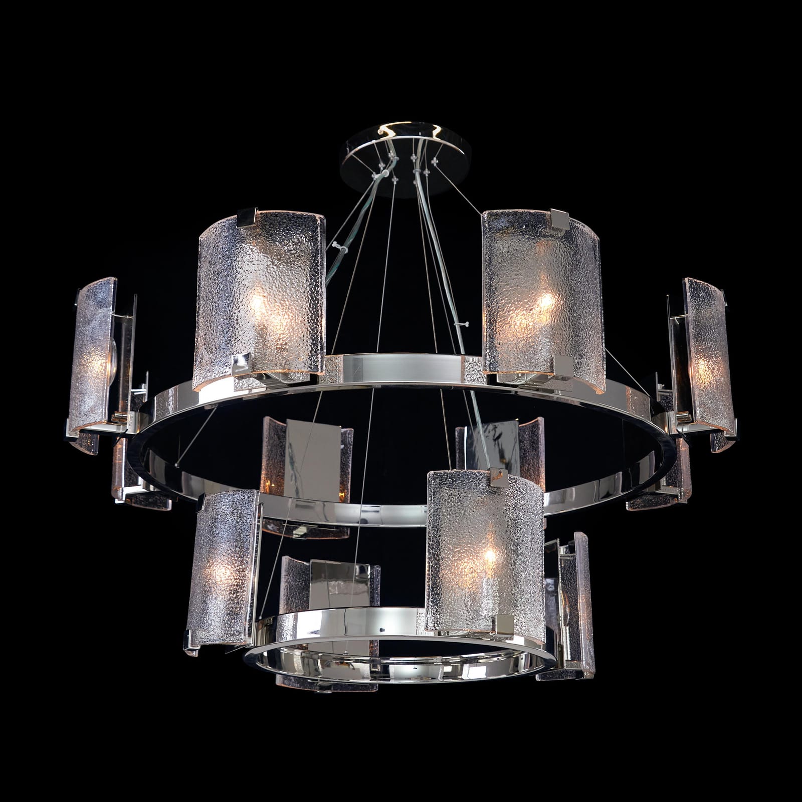 John Richard Claritas Twelve-Light Two-Tier Chandelier, Nickel official image 1
