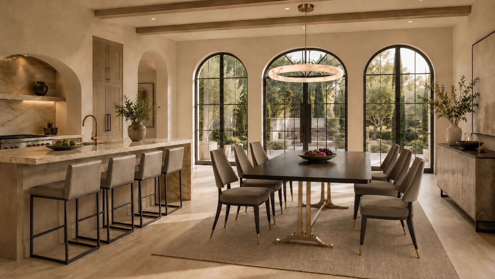 Warm dining kitchen