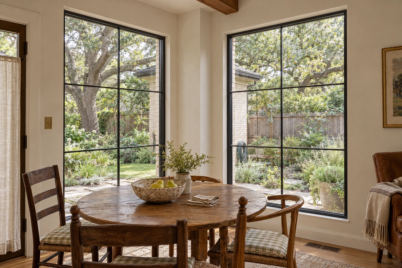 Garden room window pair; corner breakfast/garden room